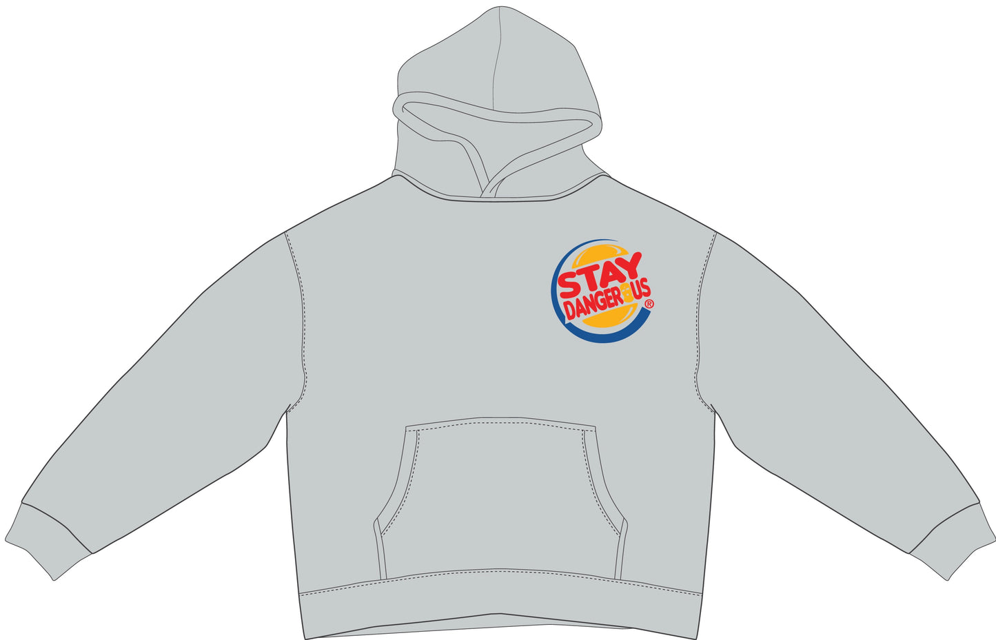 (GREY) Embroidered SD Hoodie